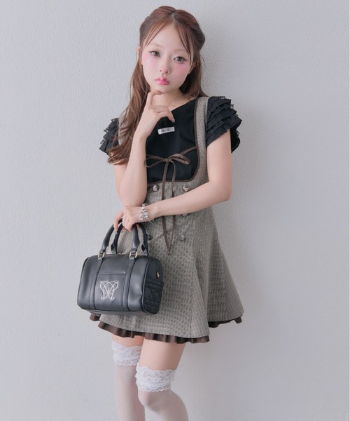 ジャンスカとボンネット OLIVE des OLIVE（オリーブデオリーブ） ジャンパースカート フレア