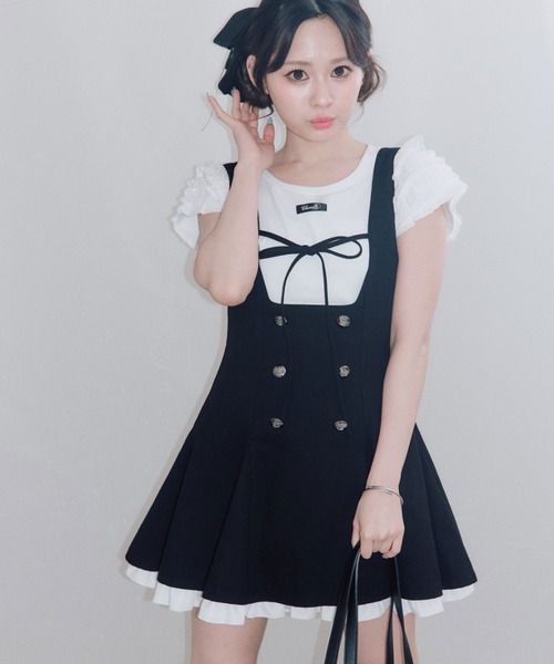 OLIVE des OLIVE フレアジャンスカ＆トップスセット OLIVE des OLIVE（オリーブデオリーブ） ジャンパースカート フレア