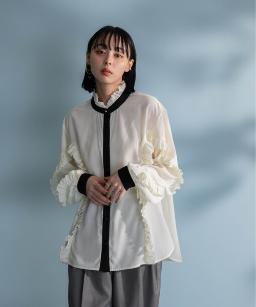 「Eimee Law」 長袖ブラウス 38 オフホワイト レディース_画像4
