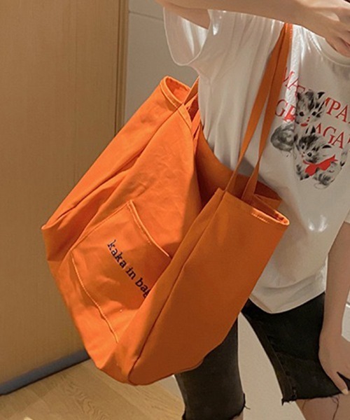 ショルダーバッグ バッグ ロゴ入りキャンバストートバッグ レディース