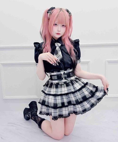 MARS おりぼんチェックスカパン スカート MA*RS（マーズ） スカート リボン付きチェック柄スカパン : ZOZOTOWN