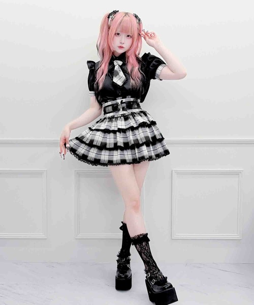 MARS おりぼんチェックスカパン スカート MA*RS（マーズ） スカート リボン付きチェック柄スカパン : ZOZOTOWN