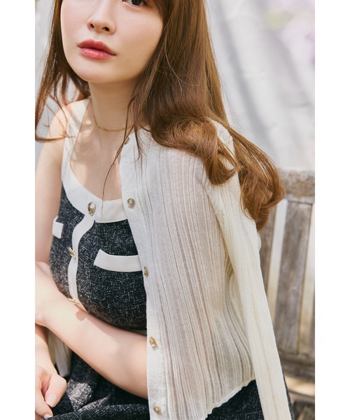 「Her lip to」 ニットカーディガン M ベージュ レディース_画像9