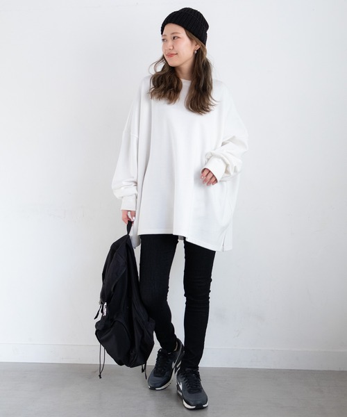 PICHI tシャツ オーバーサイズドルマンスリットロンTee レディース 