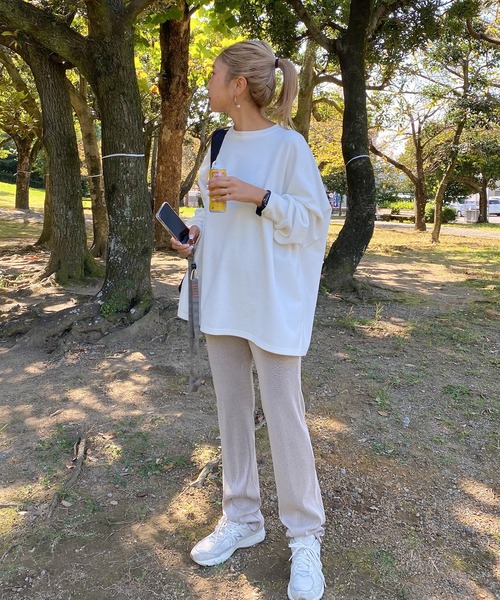 PICHI tシャツ オーバーサイズドルマンスリットロンTee