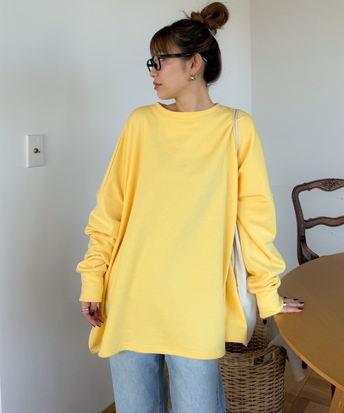 PICHI tシャツ オーバーサイズドルマンスリットロンTee レディース 