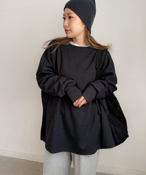 PICHI tシャツ オーバーサイズドルマンスリットロンTee レディース