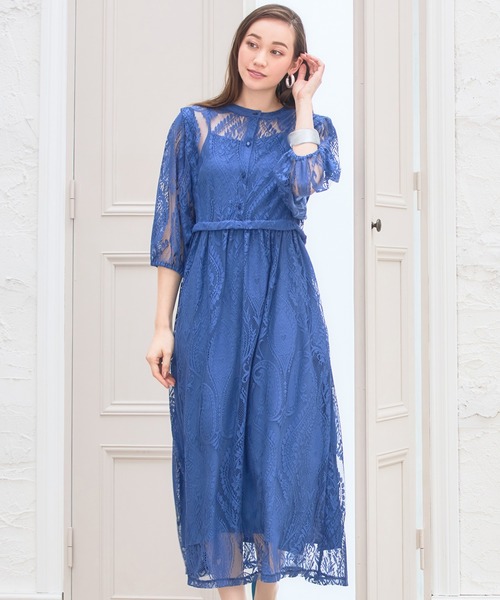 DRESS+ ワンピース レース パーティードレス 前後2way インナー