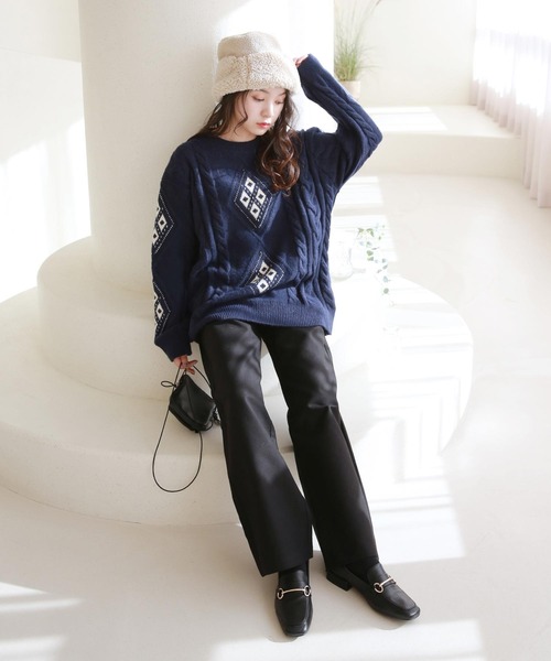 泉様　ワイドパンツ-m デニム調ワイドパンツ【裾上げ済み】 (APW5533-C) | ANCHOR WOMAN