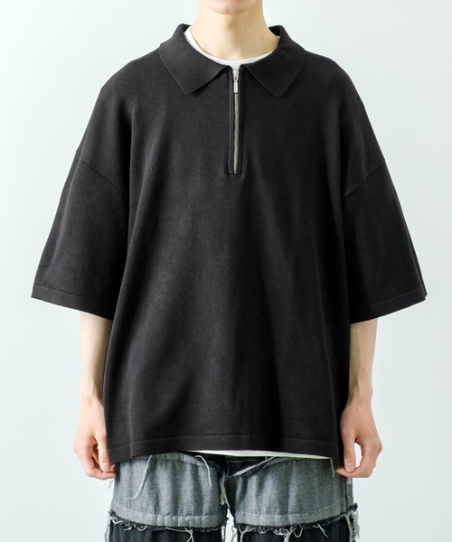 NULL（ファッション） ポロシャツ 「NULL」ニット素材 半袖