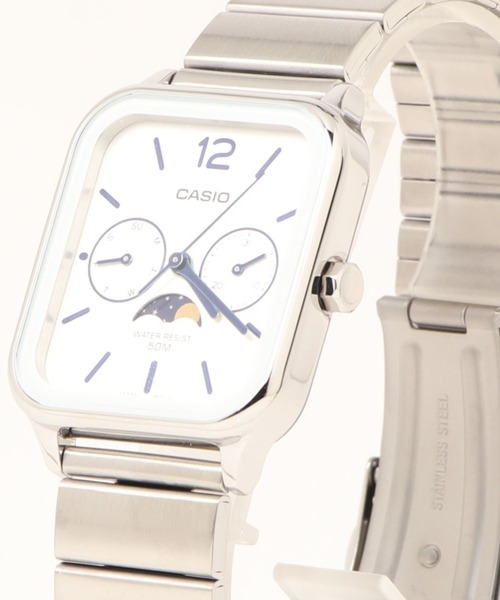 【希少・美品】オールドカシオ ムーンフェイズ ホワイト クォーツ メンズ腕時計 CASIO（カシオ） 腕時計 メンズ カシオ/ 腕時計 ムーンフェイズ