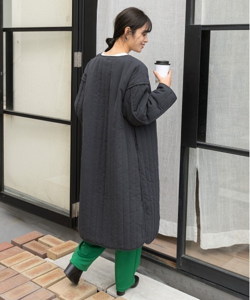 ad thie（アドティエ） ノーカラーコート コート キルティング 中綿