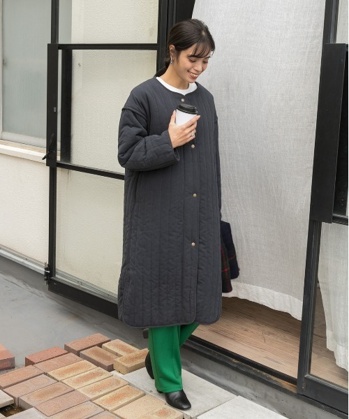 ad thie（アドティエ） ノーカラーコート コート キルティング 中綿