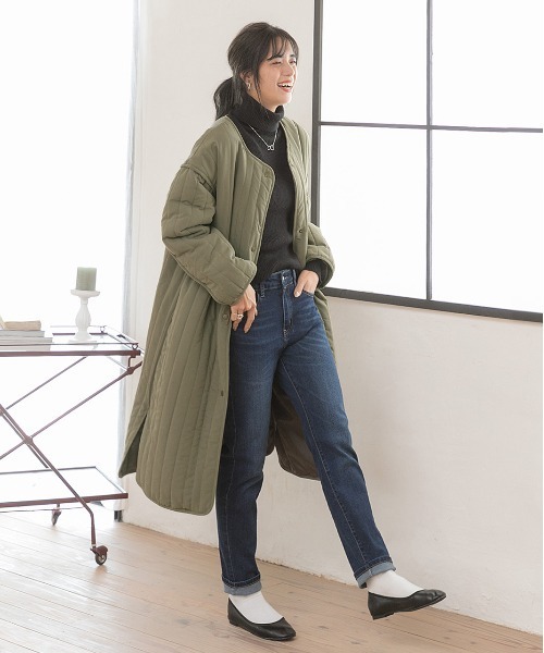 ad thie（アドティエ） ノーカラーコート コート キルティング 中綿