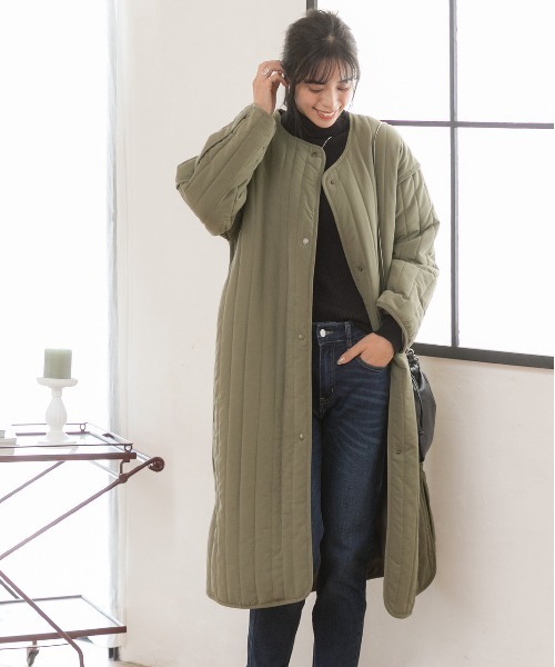 ad thie（アドティエ） ノーカラーコート コート キルティング 中綿