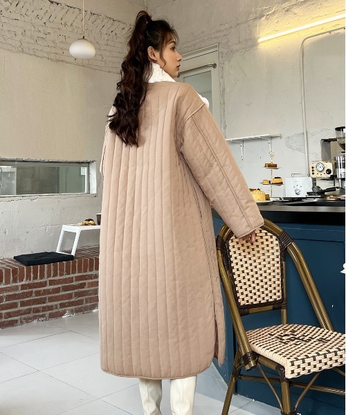 【美品✨️】23区ノーカラーキルティングロングコート ダイヤキルティング 中綿 23区 - 23区 ノーカラー キルティングコート ロング 中綿コート ダイヤ