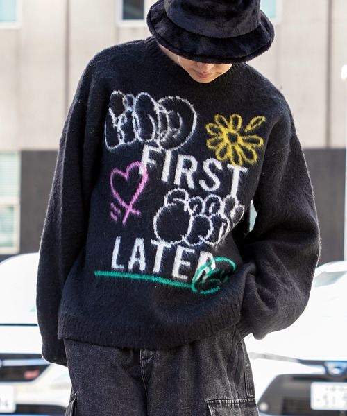 セーター ニット 「Unisex」モヘアライク タギング クルーニット