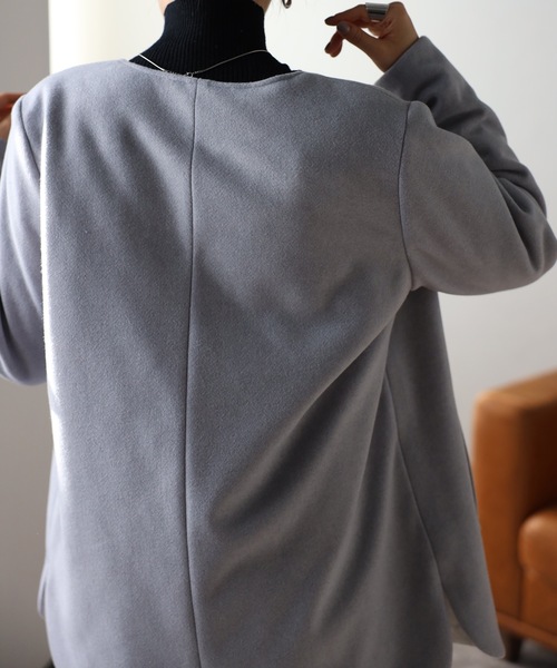 ＆HALF ノーカラーコート コート Fウール×キルト2WAYコート