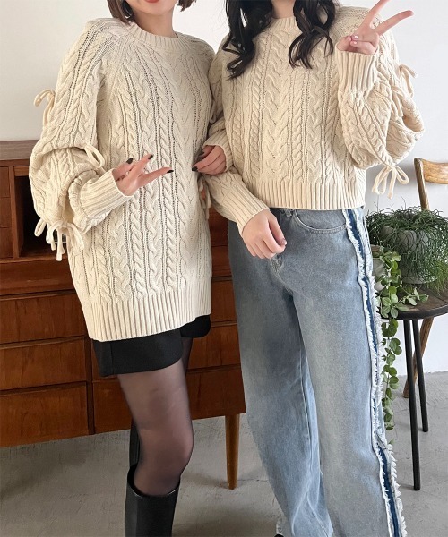 ニット セーター ホリデーリボンニット レディース flower（ファッション） ニット セーター ホリデーリボンニット