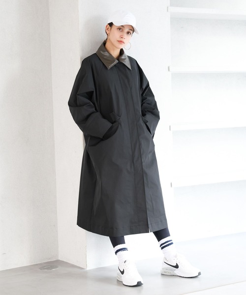 美品 Crimie クライミー レインコート ステンカラーコート L 黒　春物 美品 Crimie クライミー レインコート ステンカラーコート L 黒春物
