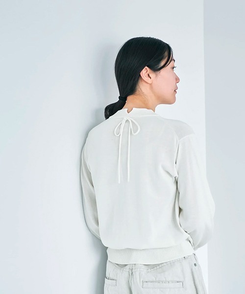 ニット セーター ニットトップス back ribbon レディース