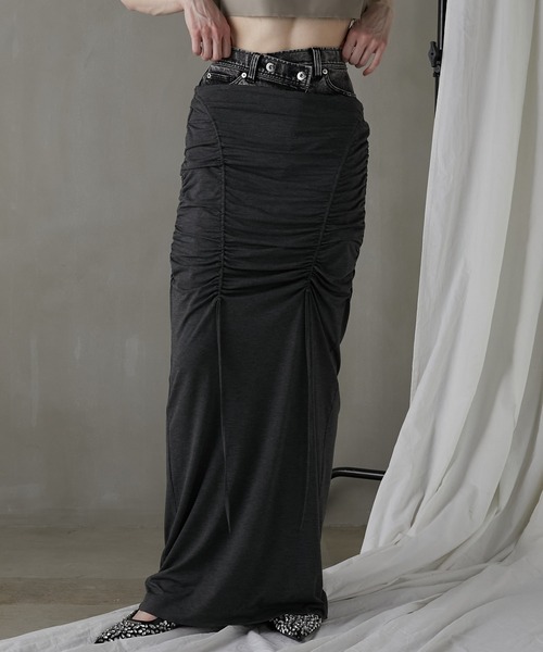 プランクプロジェクト　レイヤードマキシシャーリングスカート レイヤードマキシシャーリングスカート / Layered Maxi Shirring Skirt