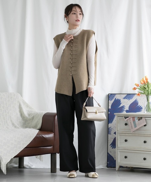 aimoha（アイモハ） ベスト ジレ チャイナ風 ニットベスト レディース