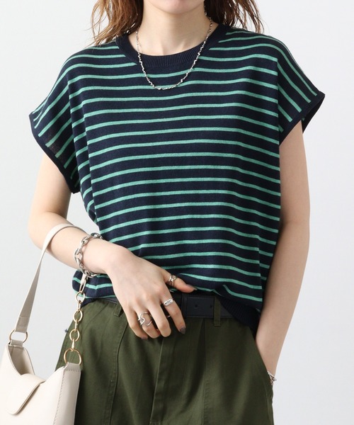tシャツ Anna Nicola バックパールボダーニット レディース Anna Nicola tシャツ バックパールボダーニット レディース