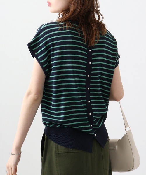 tシャツ Anna Nicola バックパールボダーニット レディース Anna Nicola tシャツ バックパールボダーニット レディース