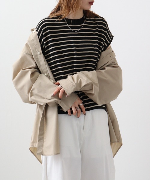 tシャツ Anna Nicola バックパールボダーニット レディース Anna Nicola tシャツ バックパールボダーニット レディース