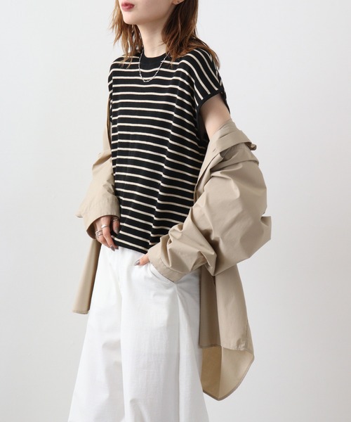 tシャツ Anna Nicola バックパールボダーニット レディース Anna Nicola tシャツ バックパールボダーニット レディース