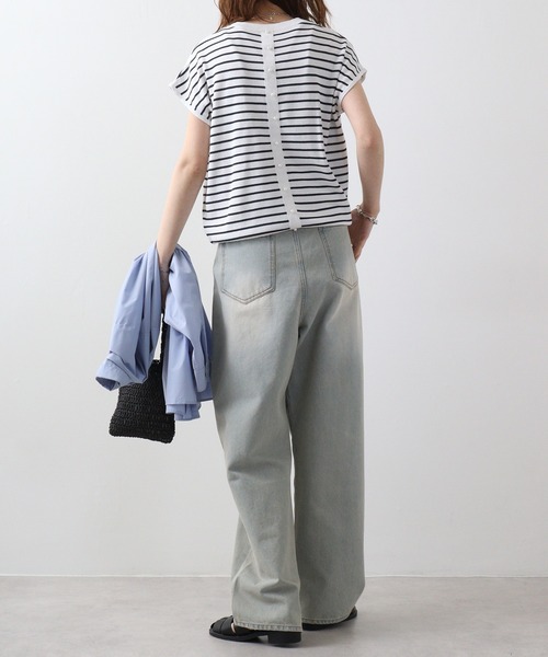 Anna Nicola tシャツ バックパールボダーニット レディース