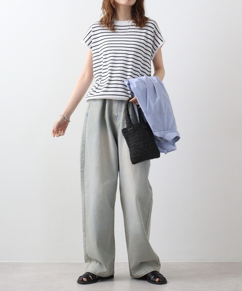 tシャツ Anna Nicola バックパールボダーニット レディース Anna Nicola tシャツ バックパールボダーニット レディース