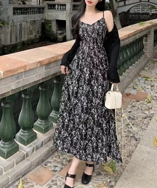 SpRay ワンピース モノトーン小花キャミワンピース : ZOZOTOWN Yahoo