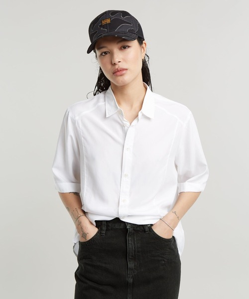 ブラウス シャツ MILITARY BUTTON DOWN SHIRT/ミリタリーディテールホワイトシャツ レディース