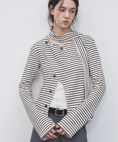 tシャツ 「TAGEECHITA」ボーダー柄  ボウタイトップス レディース メンズ