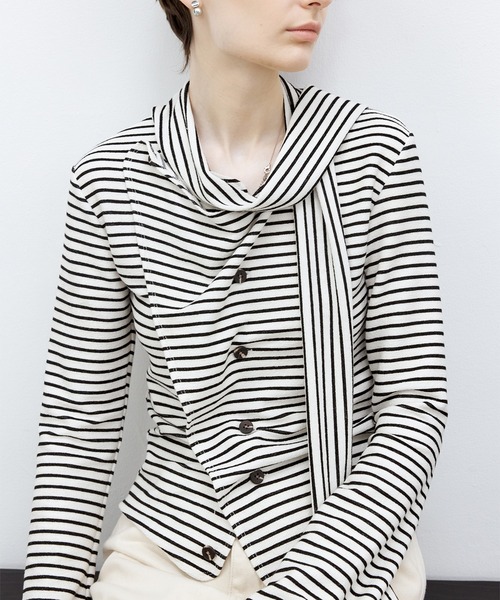 tシャツ 「TAGEECHITA」ボーダー柄  ボウタイトップス レディース メンズ tageechita tシャツ 「TAGEECHITA」ボーダー柄 ボウタイトップス