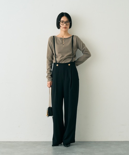 Rouge vif（ルージュ ヴィフ） パンツ ジョーゼットサスペンダーパンツ