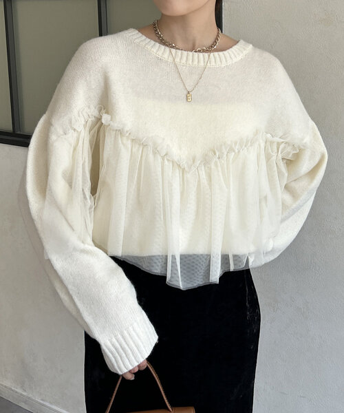 ニット セーター チュールビスチェドッキングニット レディース