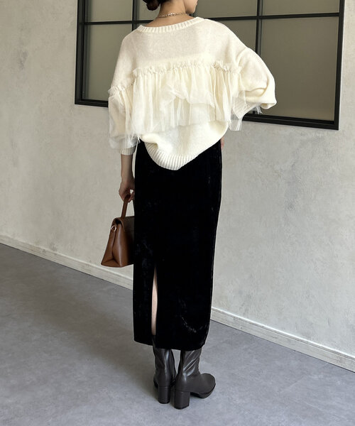 ニット セーター チュールビスチェドッキングニット レディース