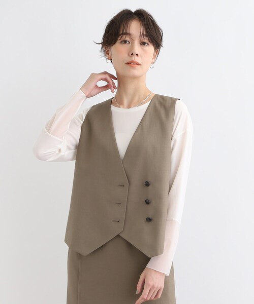 ベスト ジレ 「トリアセテート混/SETUP可能」シンプルベスト レディース