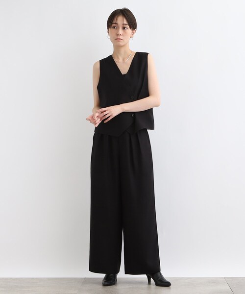ベスト ジレ 「トリアセテート混/SETUP可能」シンプルベスト