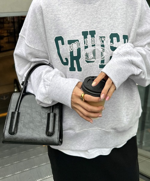 andme（アンドミー） トレーナー スウェット CRUISEロゴプリント裏毛