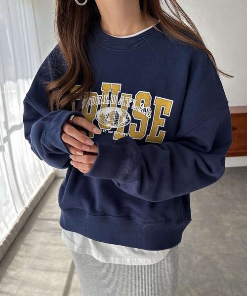 andme（アンドミー） トレーナー スウェット CRUISEロゴプリント裏毛