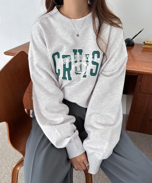 andme（アンドミー） トレーナー スウェット CRUISEロゴプリント裏毛