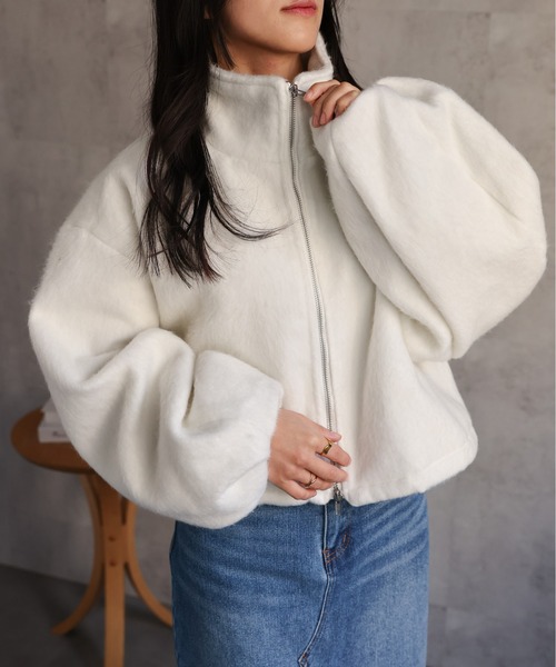 ap retro ブルゾン アウター シャギーダブルZIPショートブルゾン