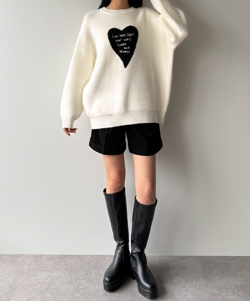 callautia（カラウティア） ニット セーター メッセージ刺繍ハート