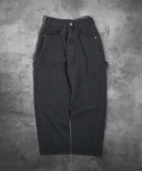 デニム・ジーパン Wavy Curved Wide Denim Pants WHITE kutir ジーンズ CURVED PAINTER WIDE DENIM PANTS／カーブ