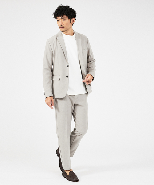 ABAHOUSE GRAY スラックス 「セットアップ対応」カシミヤタッチ ピーチ