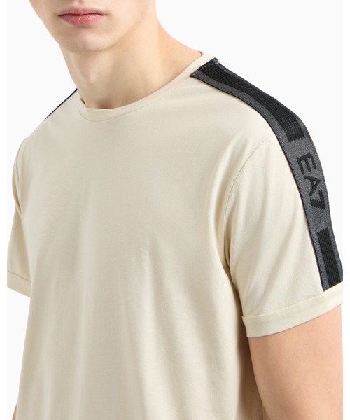 関税込【EA7 EMPORIO ARMANI】ロゴ コットンジャージー Tシャツ Athletic Colour Block crew-neck T-shirt in organic cotton | EA7